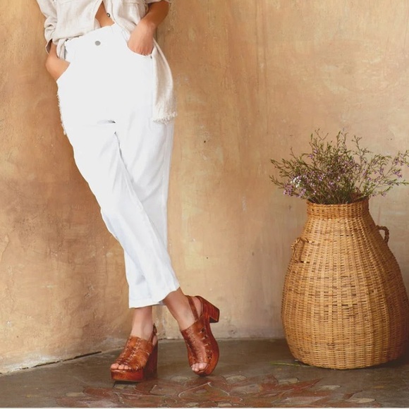 New Free People Bed Stu Tan Leather Platform Sandals Slingback Heels Clogs Sz 8 - Picture 2 of 11